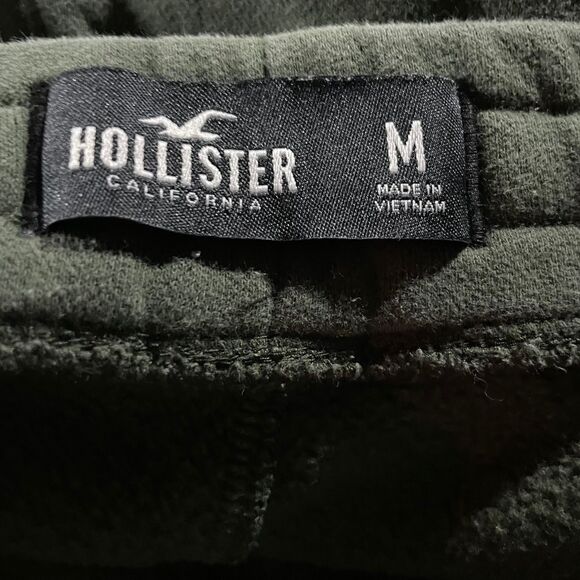 Hollister Fleece Sweatpants Tapered Drawstring Tapered Green Cotton Mens M FLAW - Picture 5 of 8